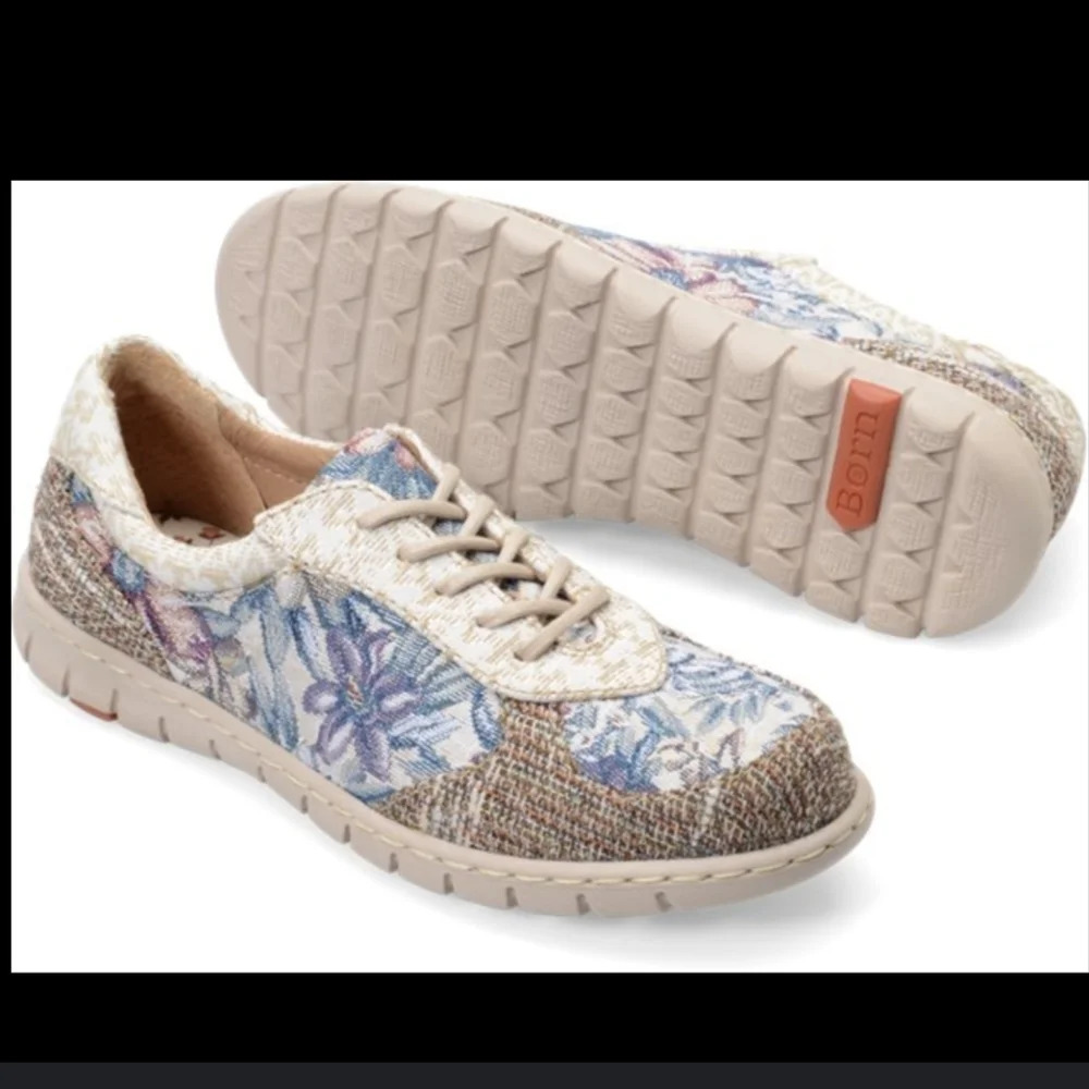 Born Taza D67011 Multicolor Floral Tapestry Tweed Lace Up Low Sneaker Shoes 8/39